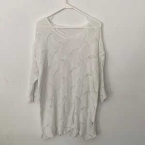 Shein Curve Ivory Women’s Lightweight 3/4” Sleeve Sweater Size M